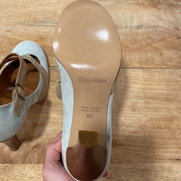 Vintage Marc Jacobs MaryJane Heels Mint Suede with Gold Strap. Womens Size 8M. - Picture 9 of 15